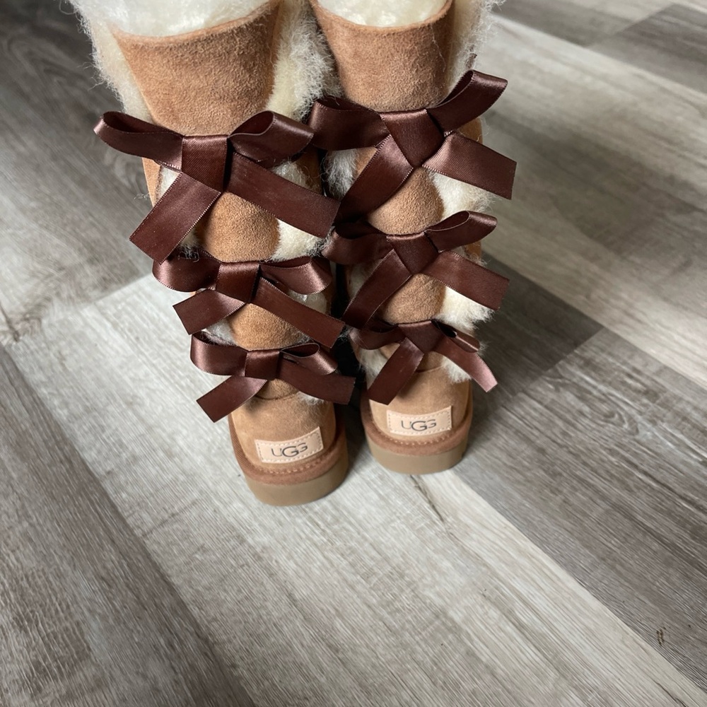 UGG Tan Boots with Brown Bows